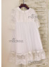 Long Sleeves White Lace Tulle Flower Girl Dress With Attached Cape
